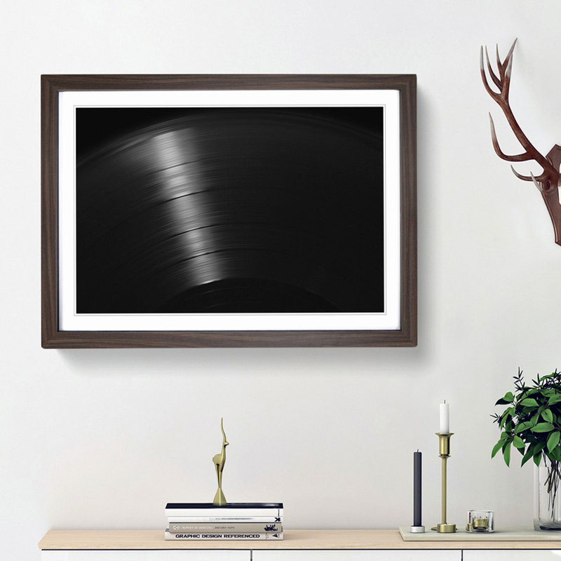 Grooves of the Vinyl Record - Picture Frame Photograph Print, 36cm H x 48cm W x 2cm D, Walnut Framed