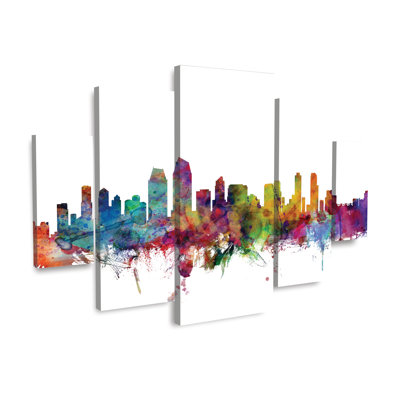 " San Diego California Skyline " by Michael Tompsett 5 - Pieces