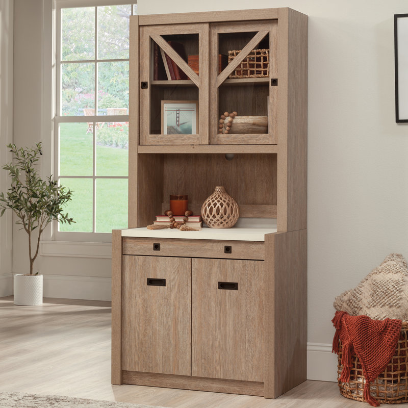Eraclio Library Bookcase, Brushed Oak Finish