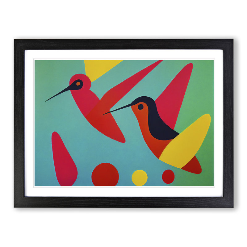 Abstract Hummingbirds Vol.2 - Single Picture Frame Print, Black, 46cm H x 64cm W x 2cm D