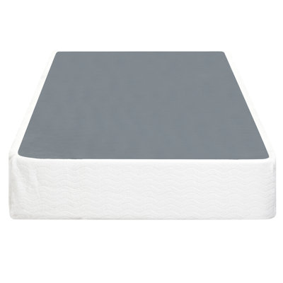 Twin-Size Mattress Foundation - Black Metal Construction With Textured Cover, 8.5" Height, 12 Slat Support System, Easy Assembly, 350Lbs Max Weight, Bedroom Use Twin Base Frame And Fabric High, 12