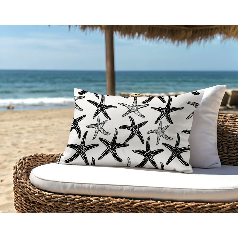 Barnon Outdoor Reversible Throw Pillow, 14"H x 20"W, Black