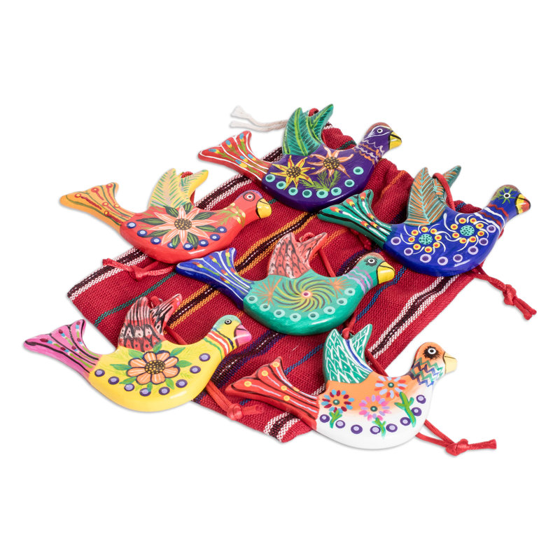  Ornements en céramique colombe festive faits à la main (ensemble de 6)