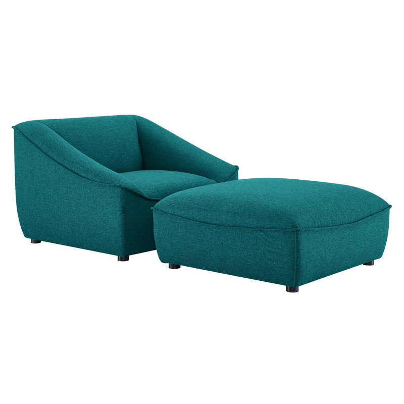 Modway Comprise 2-Piece Living Room Set, Teal Plainweave