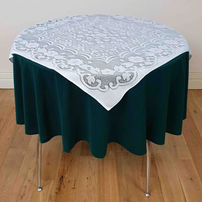 LACE TOPPER WITH PLAIN ROUND Calijah Solid Colour Tablecloth set