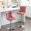 Rose moderne, 2 places, hauteur d'assise réglable de 63,5 à 84 cm, revêtement en velours avec dossier, confortable, base idéale pour la maison, le pub et l'îlot de cuisine, boutons tirés à la main, clous décoratifs, 2 dossiers pour un confort optimal.