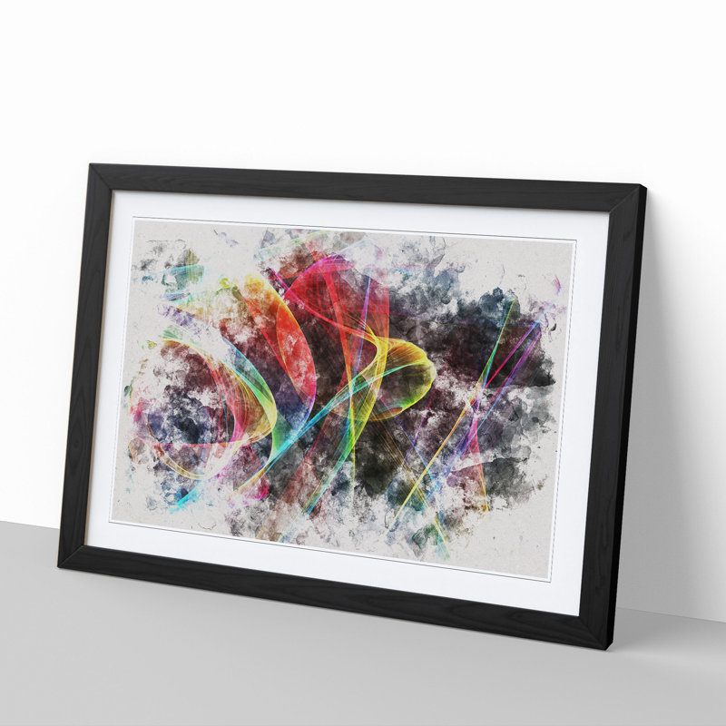 Rainbow Smoke Vol (2) - Picture Frame Painting, 48cm H x 65cm W x 2cm D, Black Framed