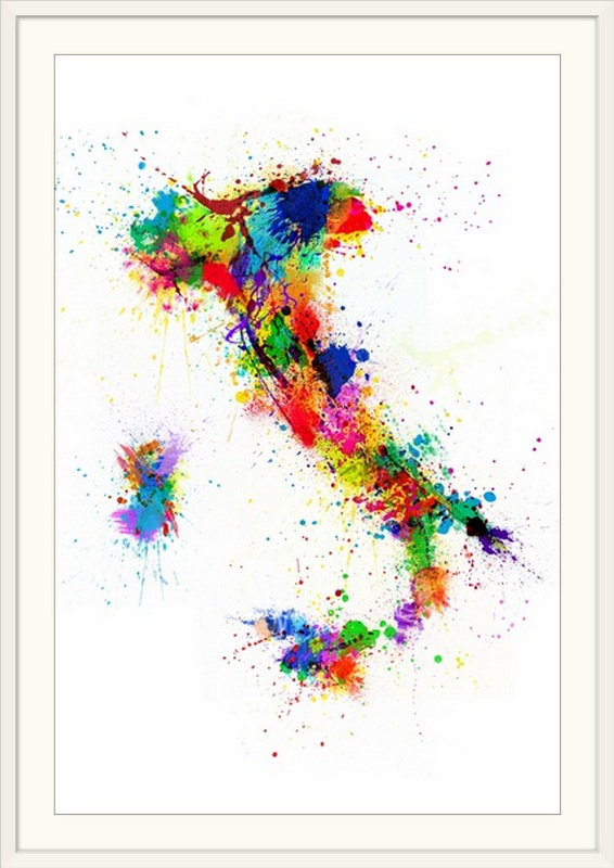 «Italy Paint Splash» par Francy, impression, H 32 po x l 24 po x P 1 po, Cadre blanc