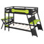 Lit superposé simple avec deux bureaux de jeu, ports de chargement USB et organisateur de panneau perforé pour les joueurs, vert-1637678493-1637678560
