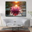 Fleur de lotus rose au coucher du soleil, tableau en verre trempé-1540083554