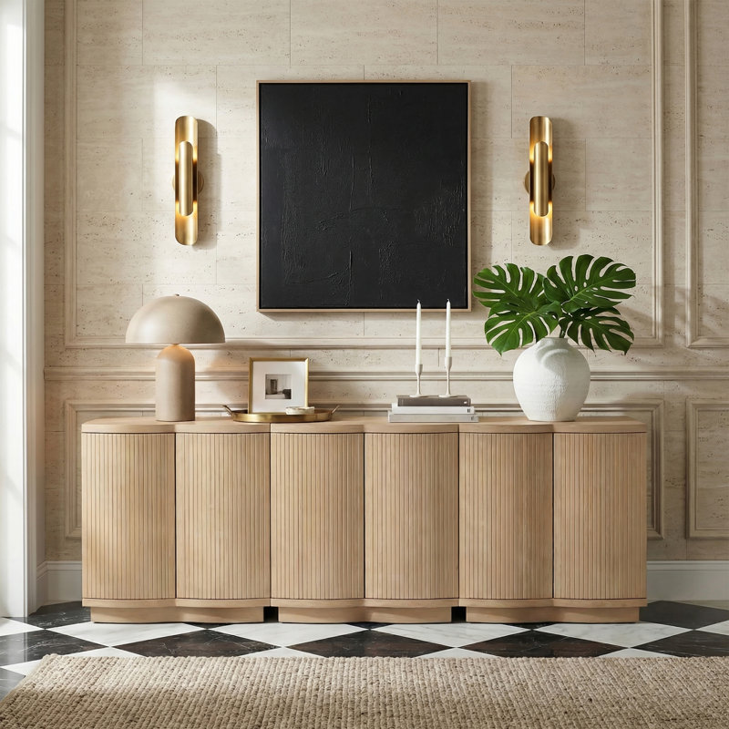 Buffet / placage en chêne Aveline, Naturel, H 32 po x l 95 po x P 18 po