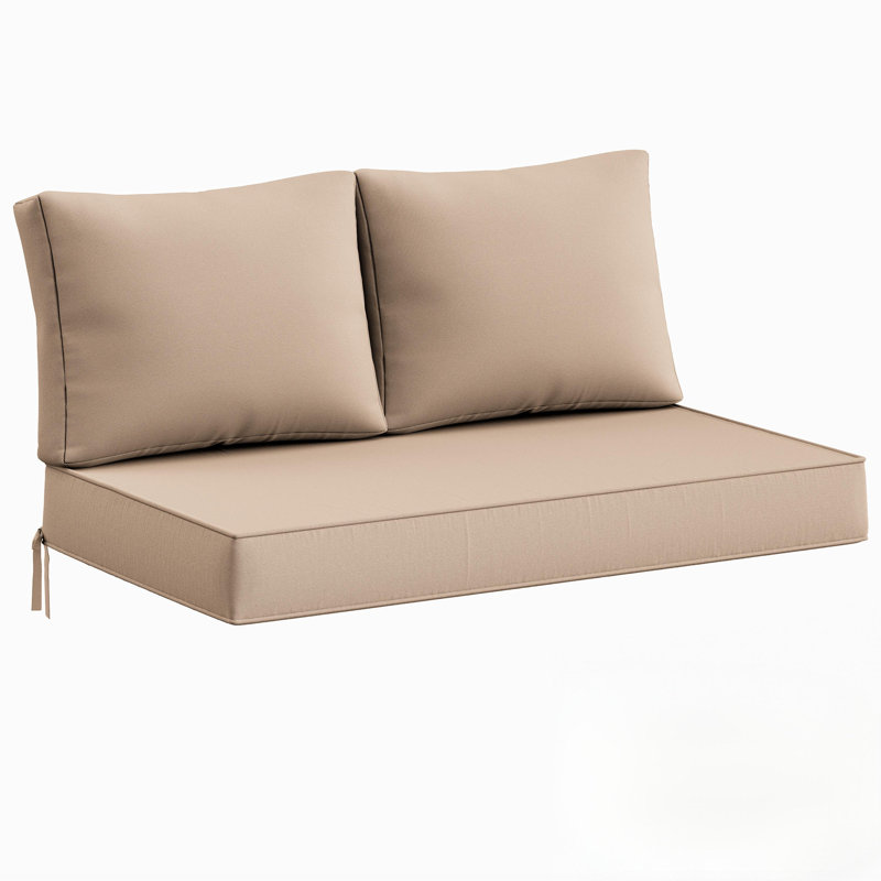 Wynee Outdoor 5'' Loveseat Cushions Bench Seat / Back Cushion, Only Cushions, Sand