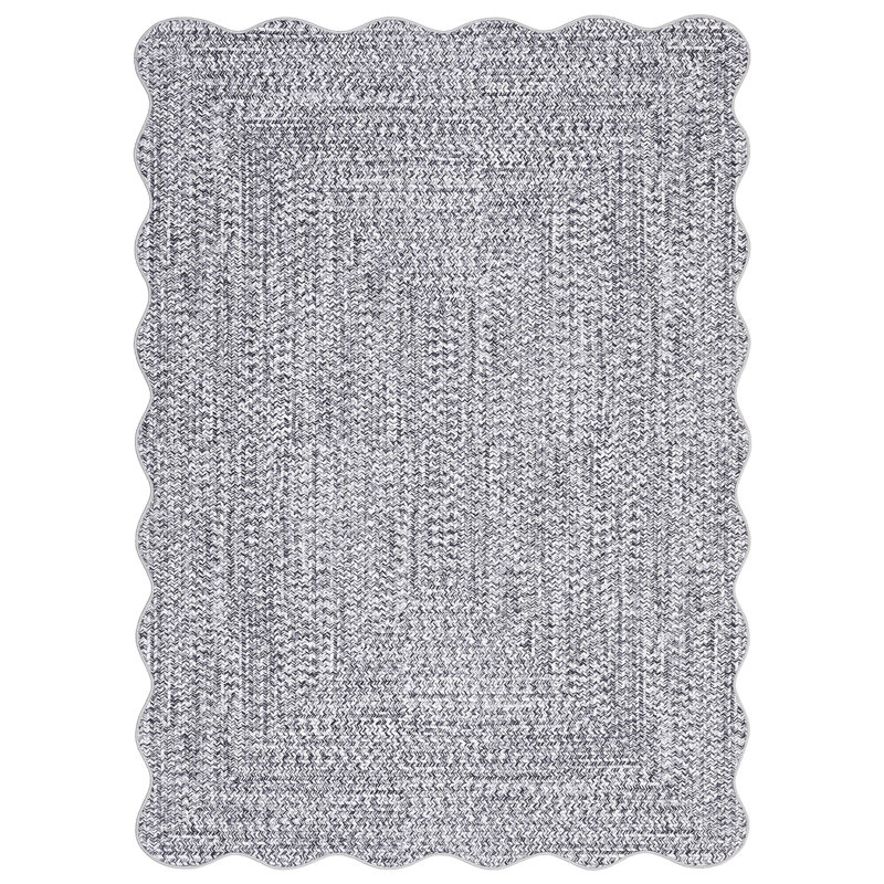 Farmhouse Scalloped Rug Washable Rug with Non Slip TRP Backing, Low Pile Non Shedding Rustic Carpet, Soft Thin Foldable Printed Mat for Living Room Bedroom