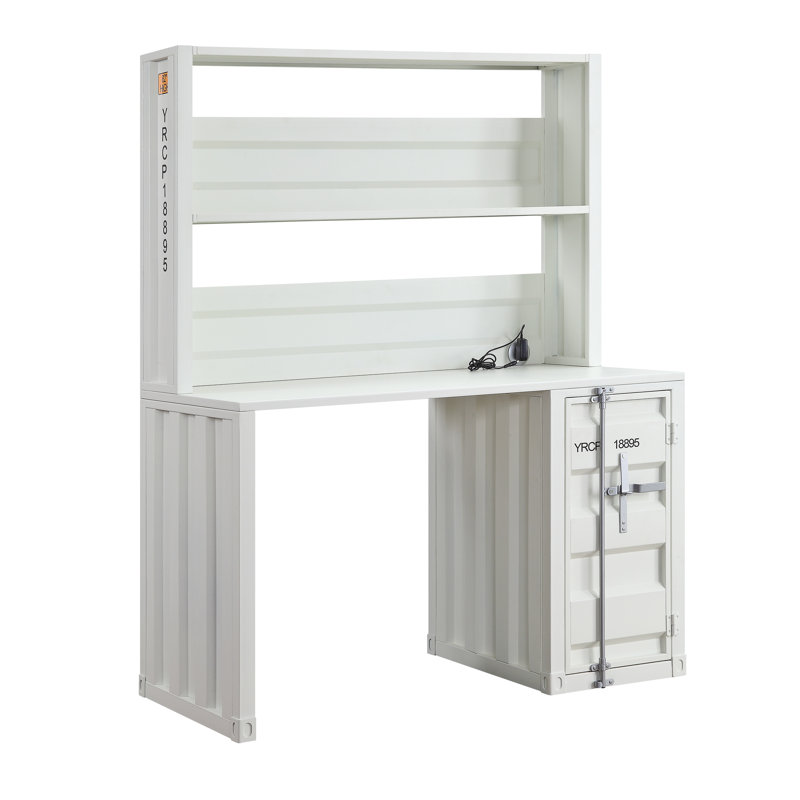 Iron Writing Desk, 59" H x 48" W x 24" D, White