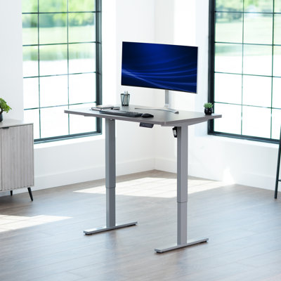VIVO Electric 48" x 30" Stand Up Desk, Dark Gray Table Top, Gray Frame