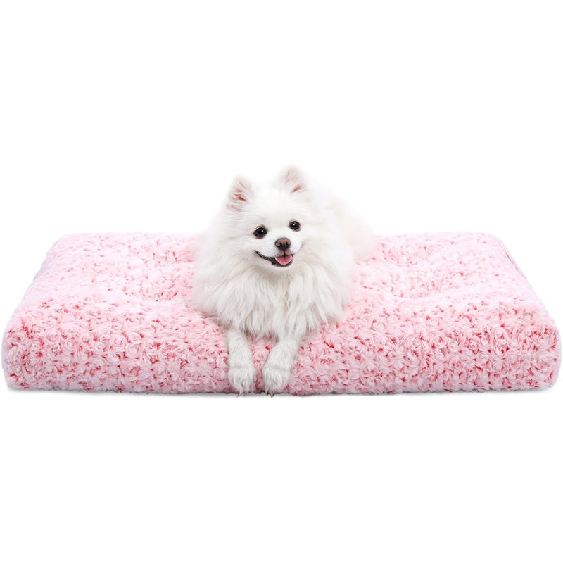 Lavable pour chien Lit de luxe pour chien en peluche Fulffy, Rose, Très grand (l 35 po x P 23 po x H 6,5 po)