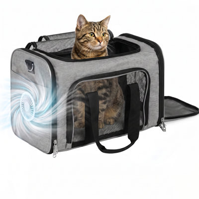 Porte-chat avec ventilateur, sangle d'épaule, tapis amovible