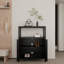 Armoire de rangement noire à grande capacité pour la décoration de salon et les articles de toilette, avec bords arrondis