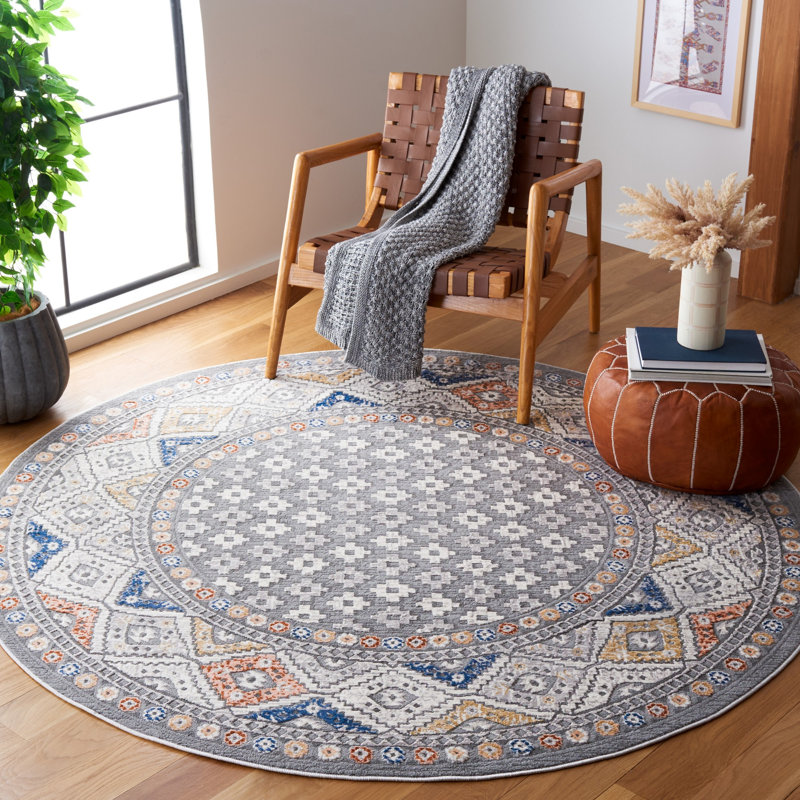 Aros Eternal Performance Geometric Rug, Round 6'7"