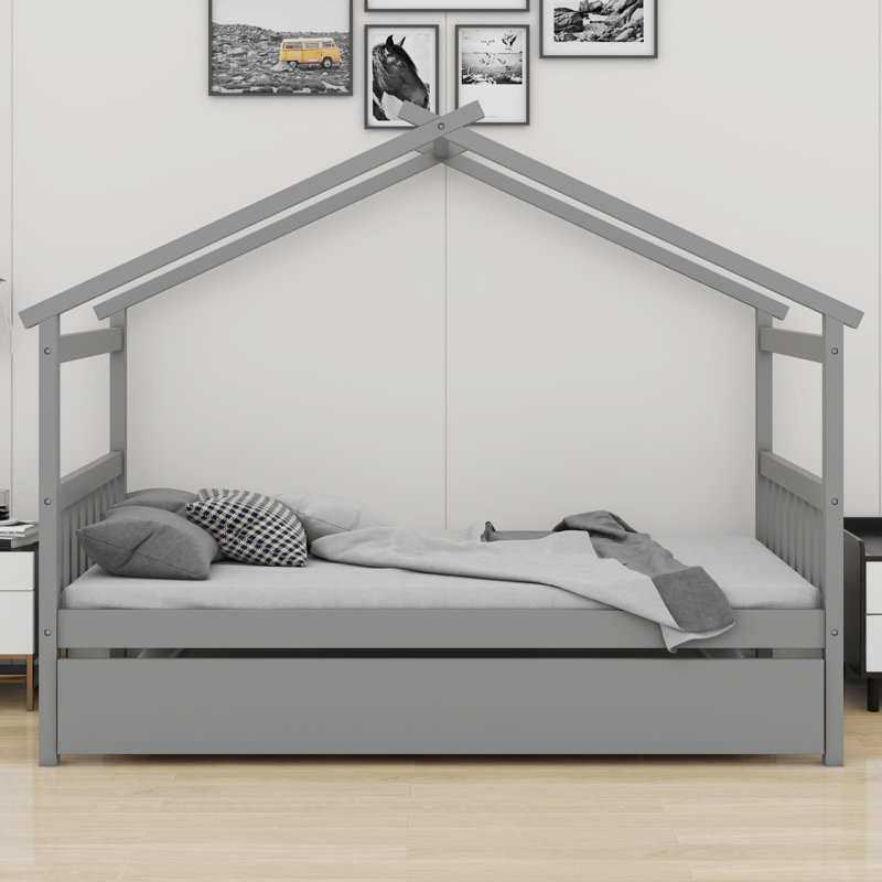 Lit House avec lit gigogne, Gris