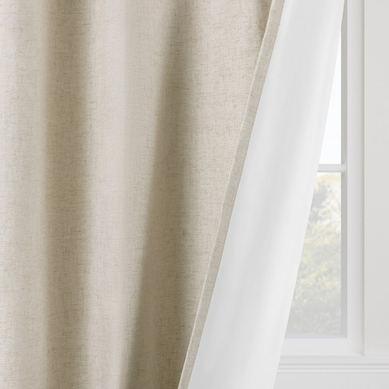 Linen Slub Blackout Grommet Curtain Pair(2 Panels), Linen, 52" W x 96" L