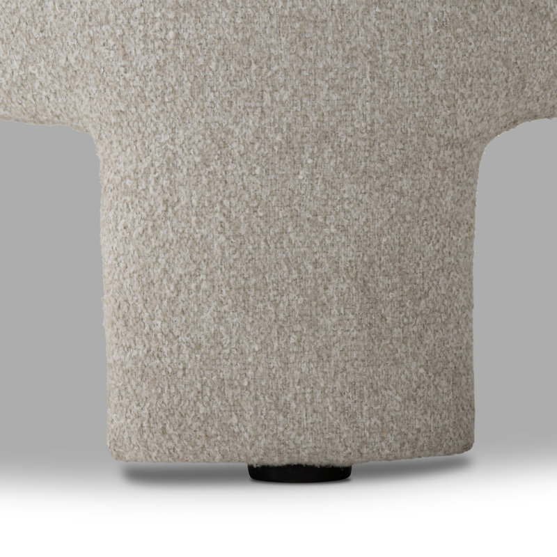 Crete Pebble Upholstered Square Ottoman with Plywood Frame