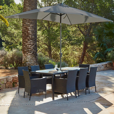 Ahmid Rectangular 10 - Piece 8 - Person 90Cm L Outdoor Table Set