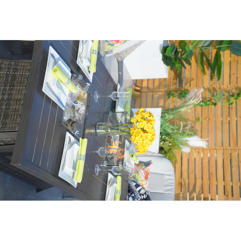 6 - Person Wicker Patio Dining Set with Rectangular Table , Cushions Included