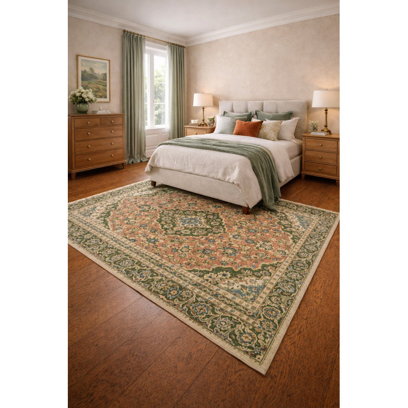 Tapis semi-antique à motif floral 5X8
