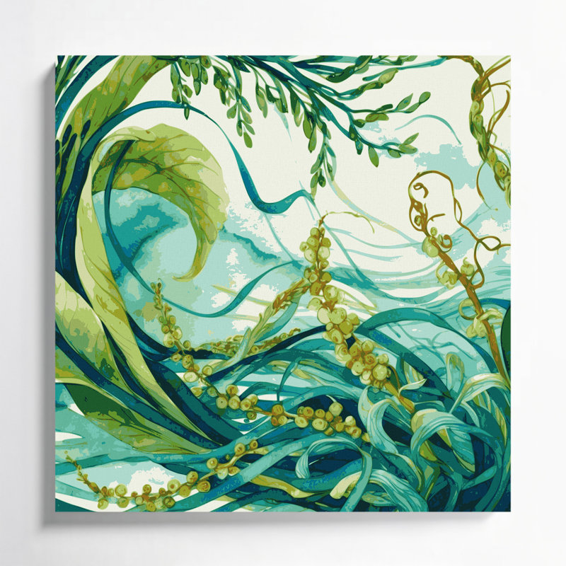 Légumes, haricots de mer, art mural sur toile verte, H 8 po x l 8 po