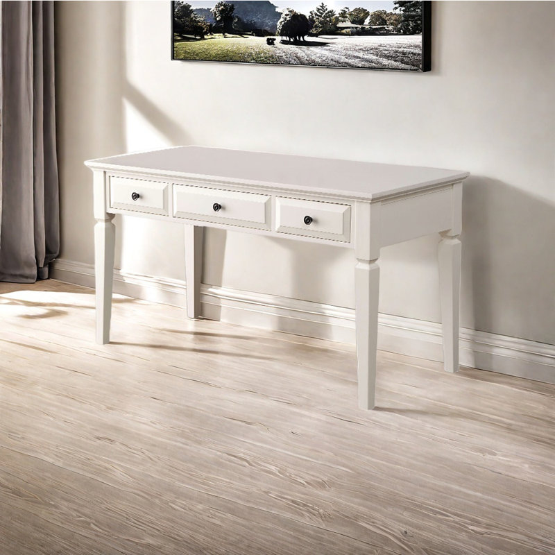 Bureau en bois massif de style américain, H 29,53 po x l 55,12 po x P 25,59 po, Crème, crème