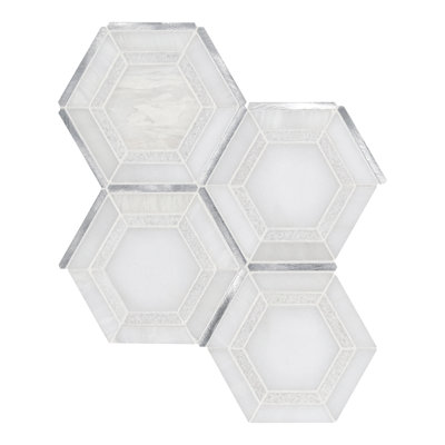 Artemis Hexagon 10 in. x 12 in. Stone Metal Blend Mosaic Wall Tile