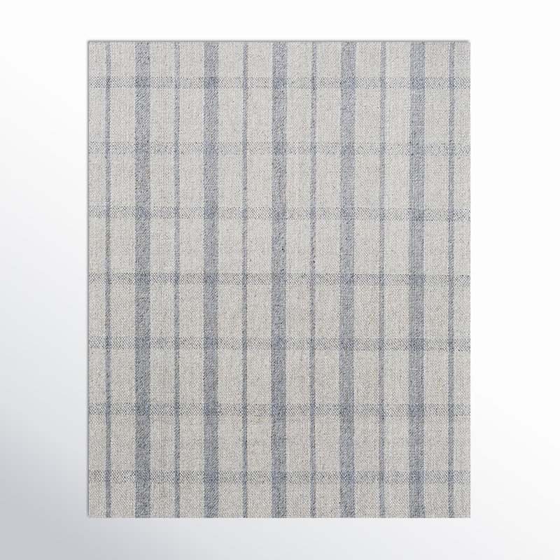Louisa Plaid Handmade Flatweave Light Gray/Oatmeal/Gray Area Rug, Rectangle 8' x 10'