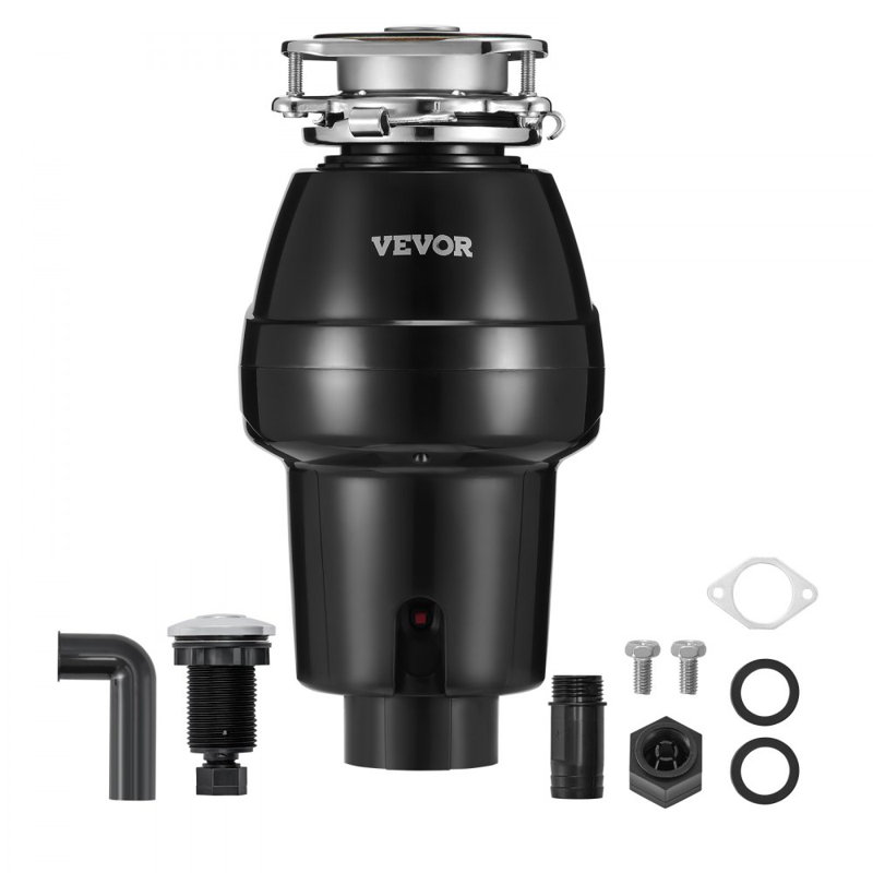 Broyeur à déchets, broyeur d'aliments à alimentation continue 1/2 HP 3450 tr / min, système de broyage à 3 boulons avec réduction du bruit, cordon d'alimentation et garde-boue pour éviers de cuisine