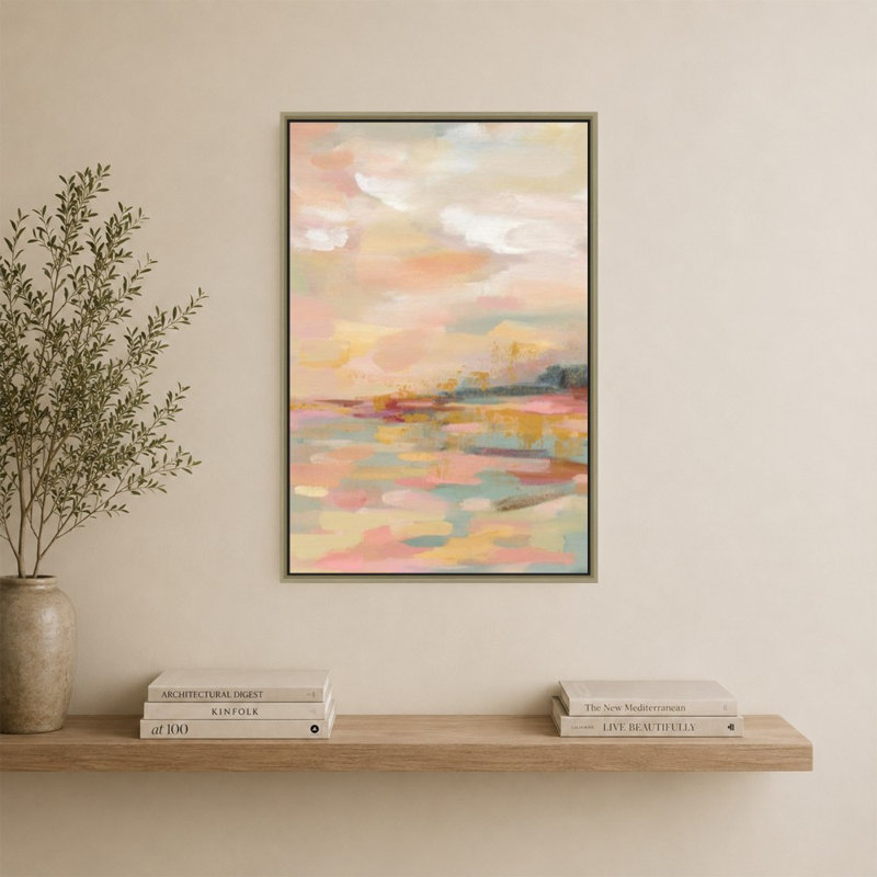«Pink Waves» par Silvia Vassileva, impression sur toile, H 40 po x l 28 po, Champagne