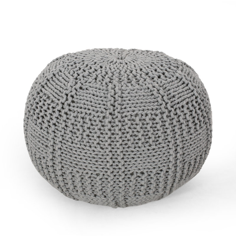 Pouf rond de 20 po de largeur, Gris 100% coton