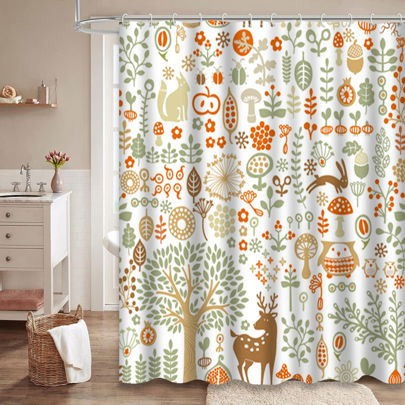 Rideau de douche Autumn Animal Owl, L 72 po x l 78 po