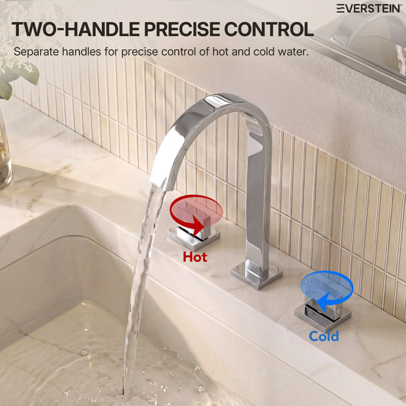 Widespread Bathroom Faucet 3 Hole, 2-handle Bathroom Sink Faucet with Drain Assembly, Chrome