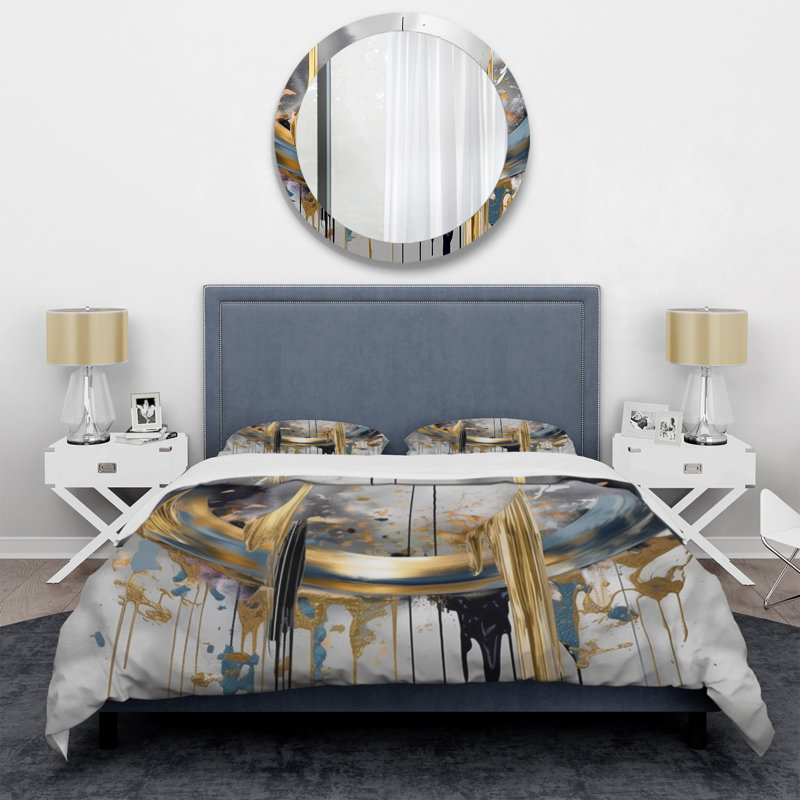 Ensemble de housse de couette en microfibre / polyester Shapes And Lines Abstract Marble III