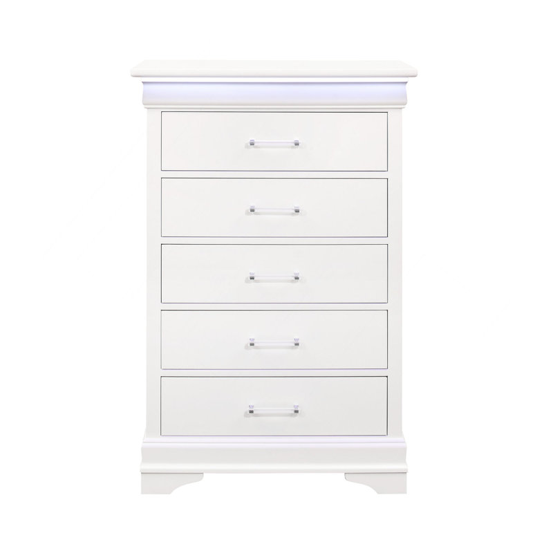 Commode verticale à 5 tiroirs avec éclairage décoratif DEL