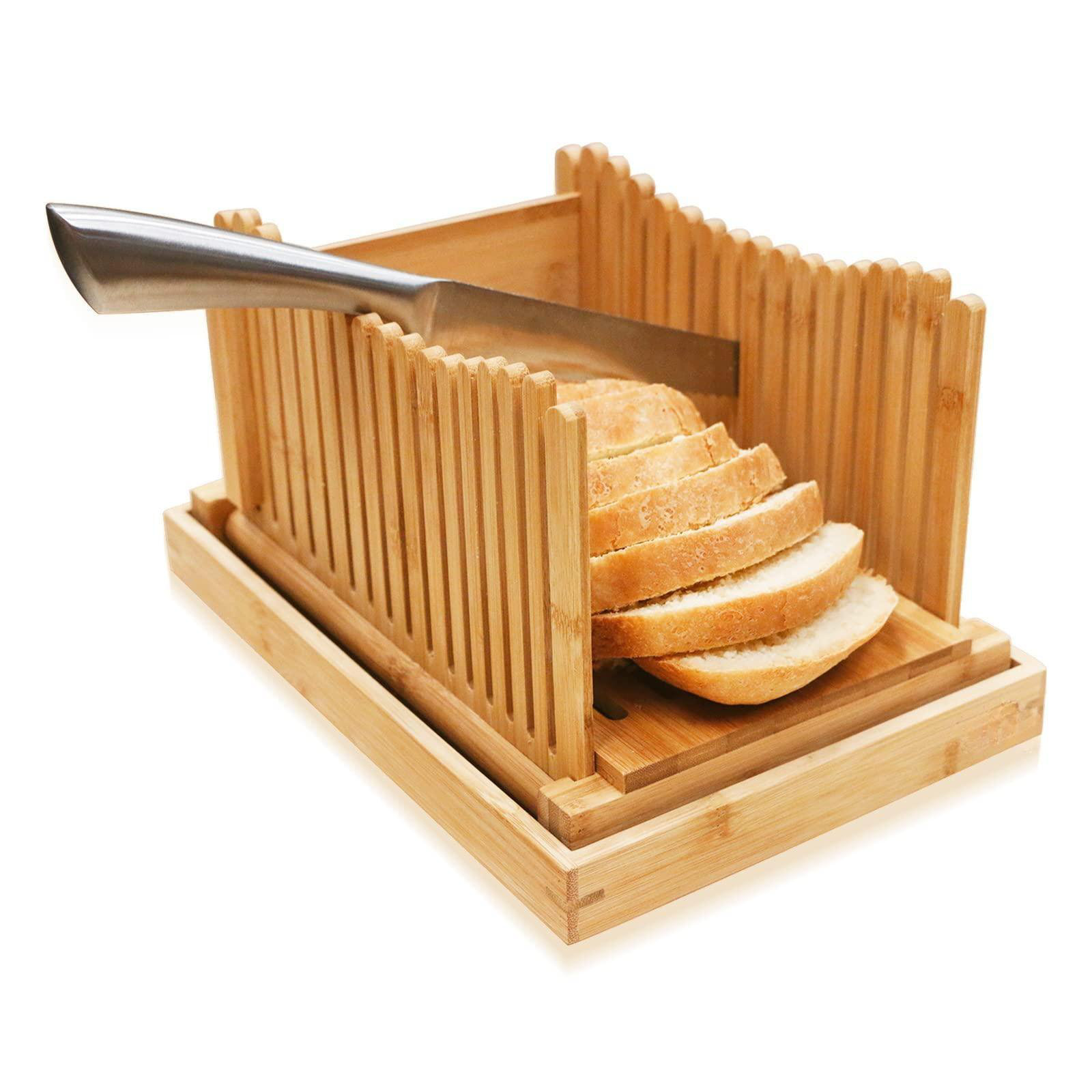 Bamboo Bread Slicer Cutting Guide - Foldable and Compact with
