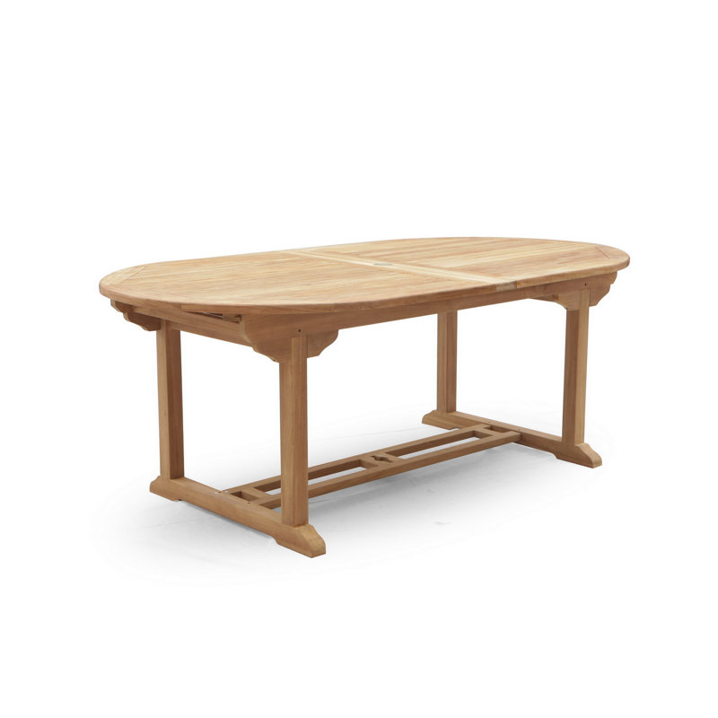 Lodewijk Oval Teak Extendable Outdoor Dining Table With Umbrella Hole , 210cm cm W 150cm cm D