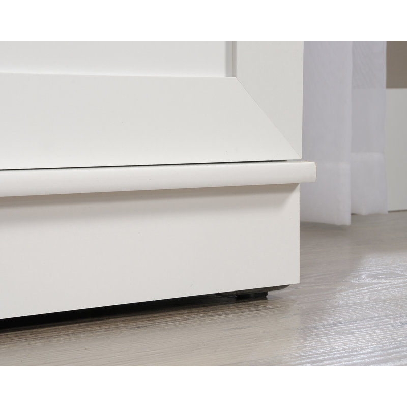 Soft White MDF 2-Door Wardrobe Armoire with Drawer