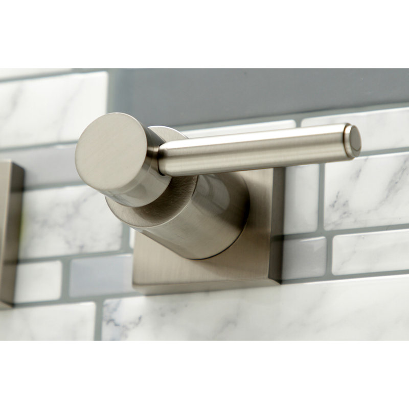 Kingston Brass Milano Two-Handle 3-Hole Wall Mount Roman Tub Faucet, Brushed Nickel, Concord 2