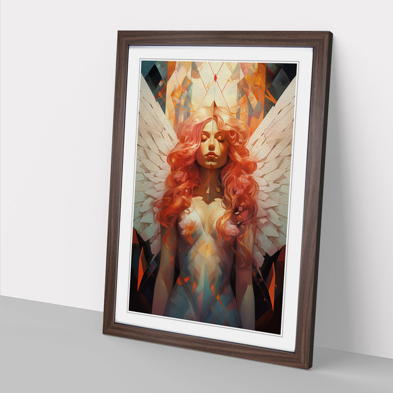 Angel Geometric - Framed Print, 34cm H x 25cm W x 2cm D, Walnut