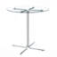 Table haute ronde en verre, table ronde de 36 po, plateau en verre trempé, support robuste à quatre colonnes chromé argenté, convient aux tables rondes transparentes dans les petits espaces.