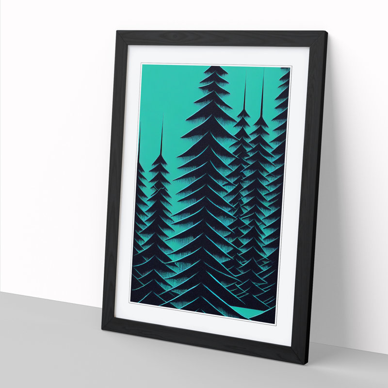 FRM-V0523-1853X Pine Tree Abstract - Picture Frame Print, Black, 64cm H x 46cm W x 2cm D