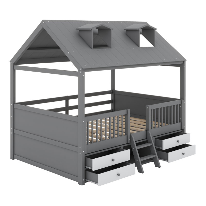 Lit avec rangement Bomera House, Gris