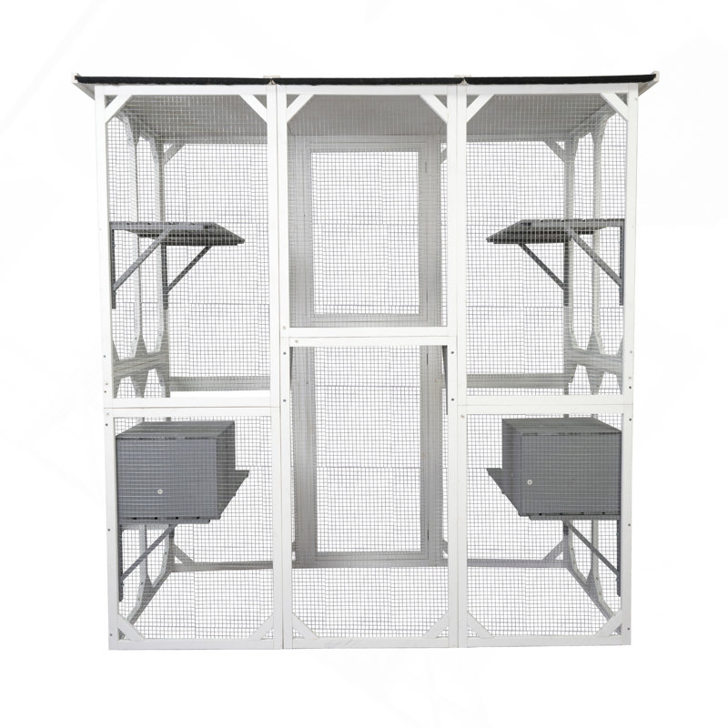 Cage à chat en bois blanc