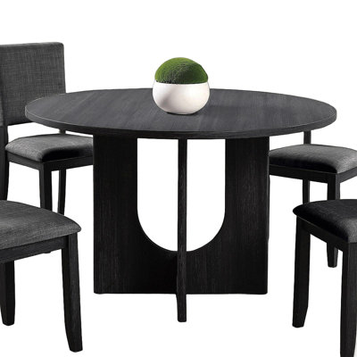 Classic Round Dining Table 1Pc Dining Room Furniture Dark Gray U-Shaped Pedestal Base Table